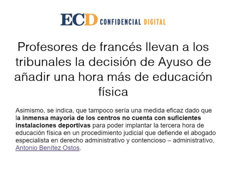 profesores de francés llevan a los tribunales ayuso