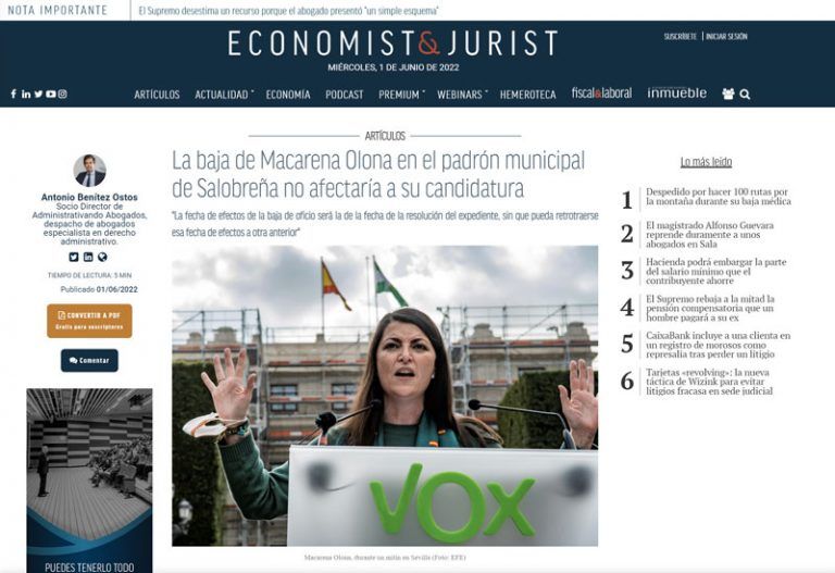 aparicion en prensa macarena olona