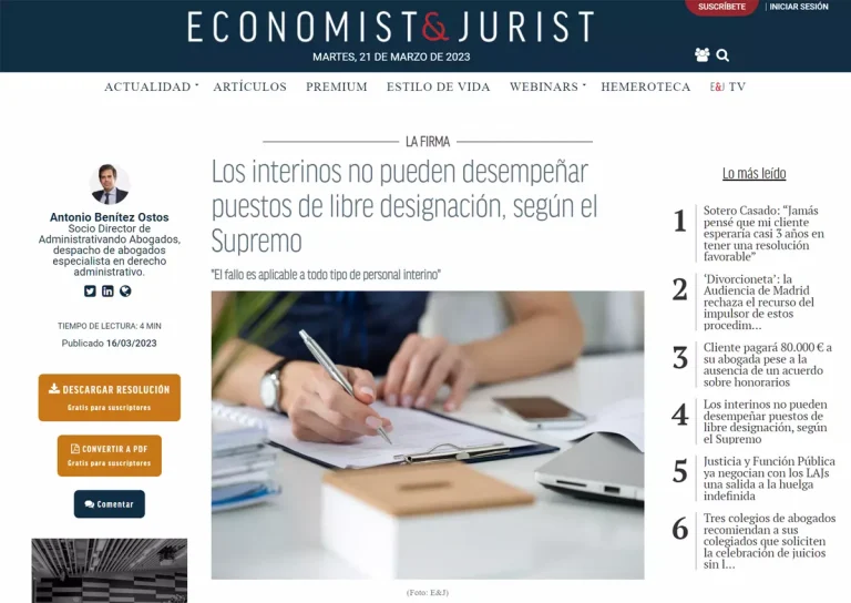Los interinos no pueden desempeñar puestos de libre designación, según el Supremo