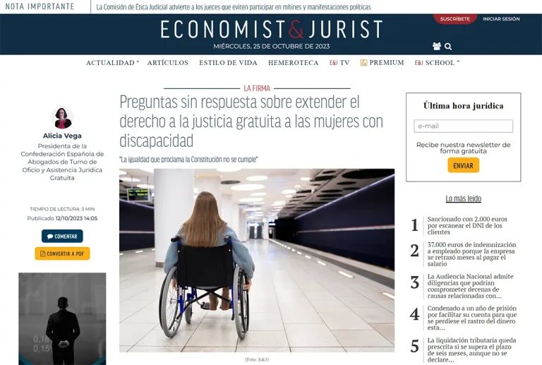 Preguntas sin respuesta sobre extender el derecho a la justicia gratuita a las mujeres con discapacidad