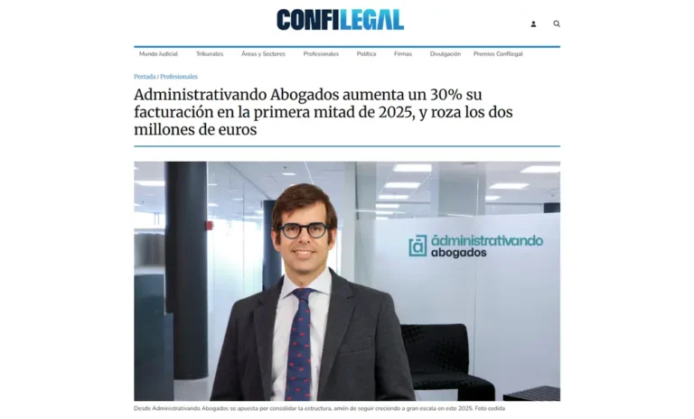 Administrativando Abogados aumenta un 30 su facturación en la primera mitad de 2025, y roza los dos millones de euros