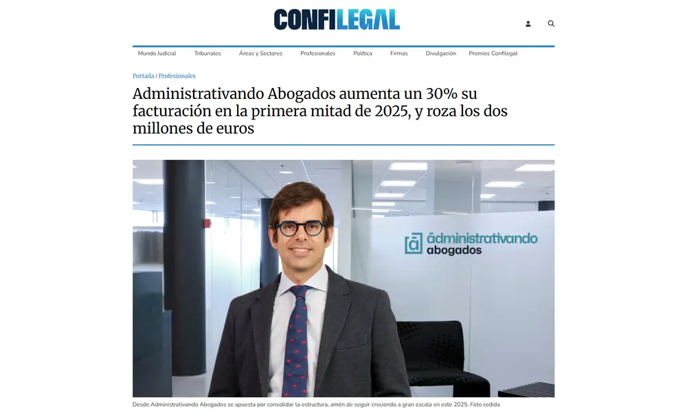 Administrativando Abogados aumenta un 30 su facturación en la primera mitad de 2025, y roza los dos millones de euros