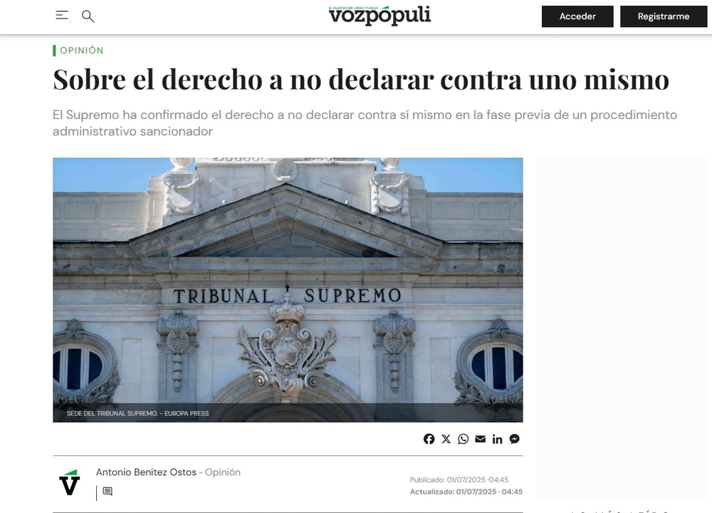 Sobre el derecho a no declarar contra uno mismo