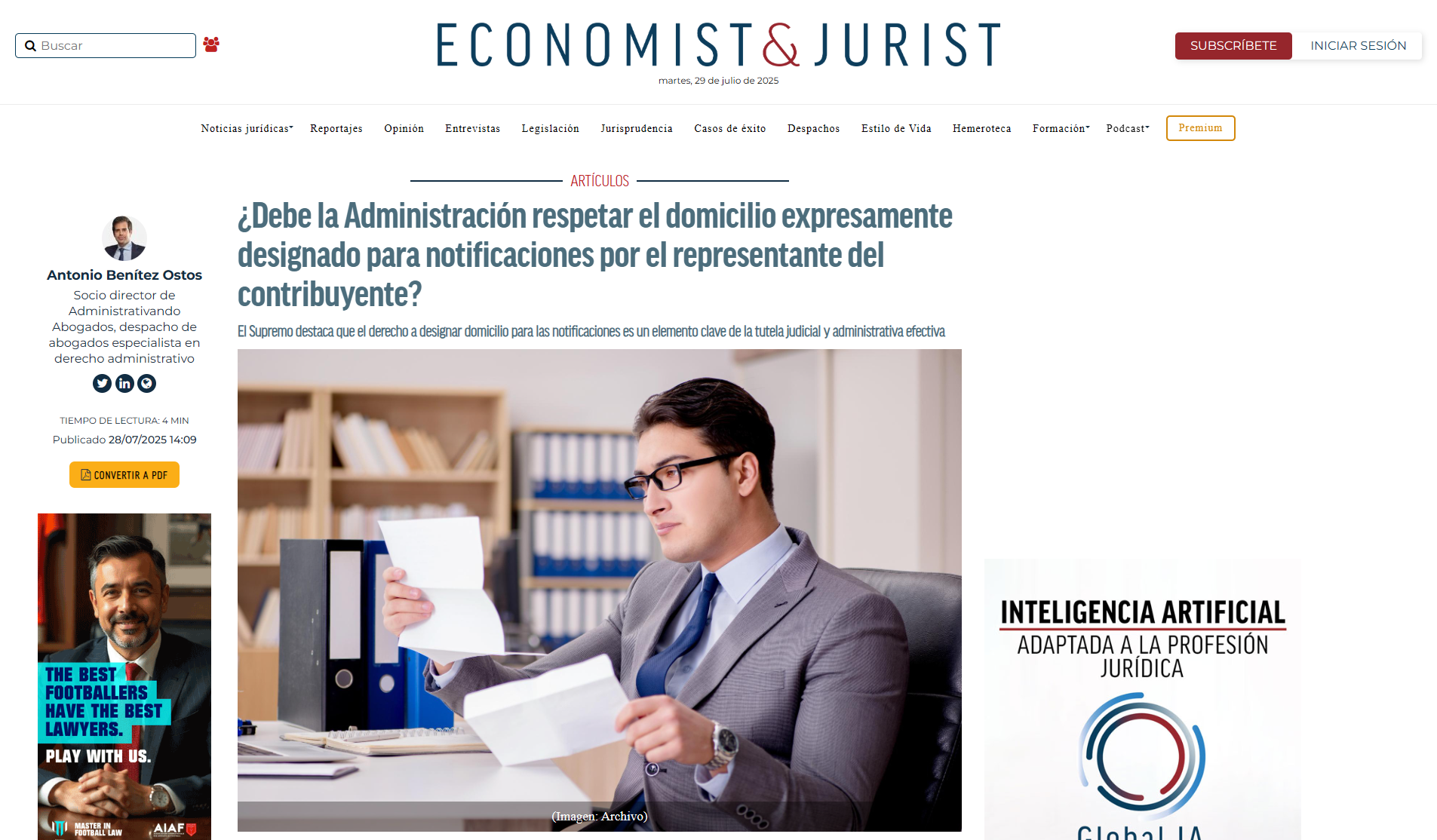 ¿Debe la Administración respetar el domicilio expresamente designado para notificaciones por el representante del contribuyente