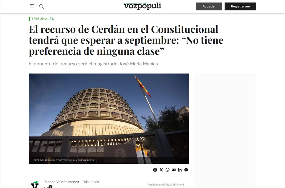 El recurso de Cerdán en el Constitucional tendrá que esperar a sept_ - [www.vozpopuli.com]