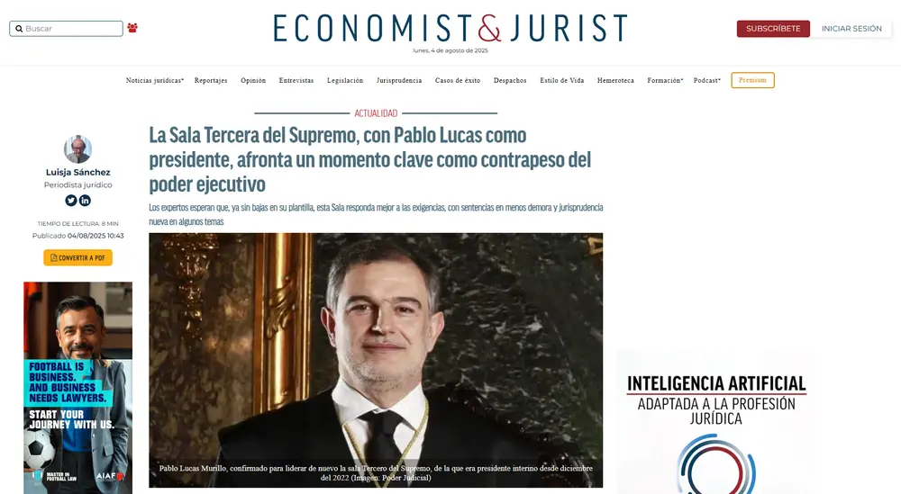 La Sala Tercera del Supremo, con Pablo Lucas como presidente, afron_ - [www.economistjurist.es]