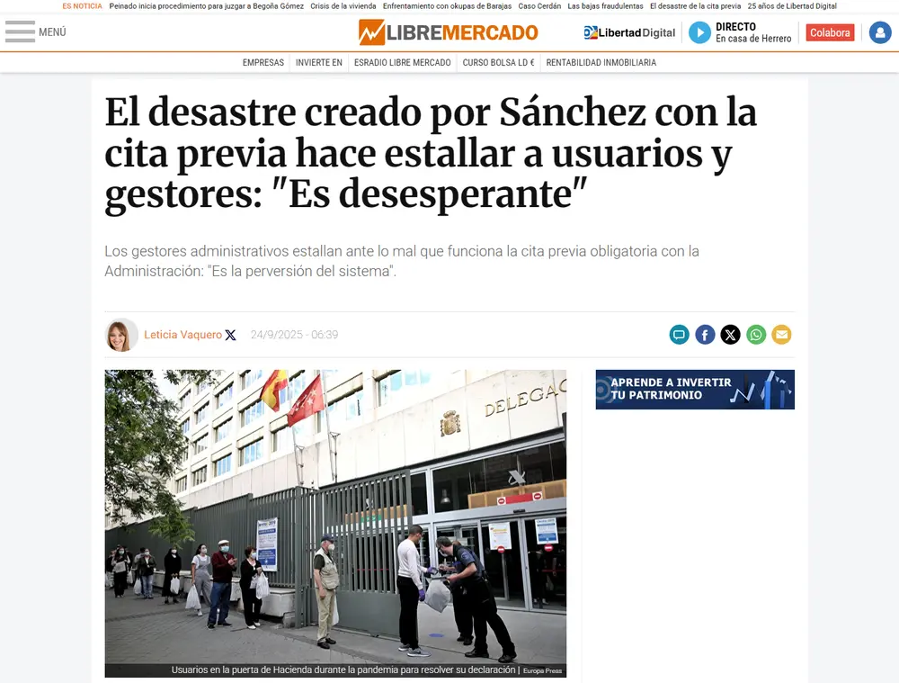 El desastre creado por Sánchez con la cita previa hace estallar a u_ - [www.libertaddigital.com]