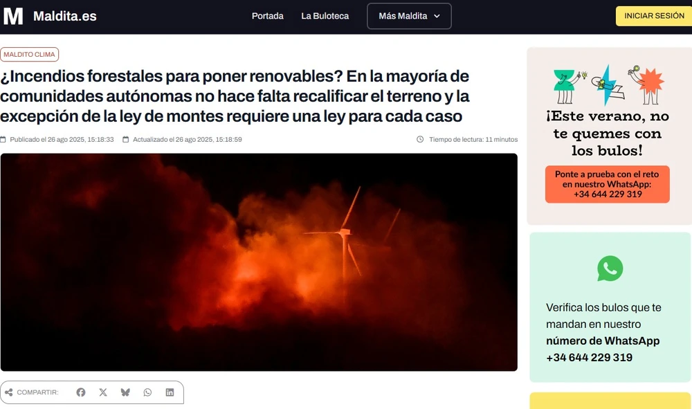 Incendios forestales para poner renovables