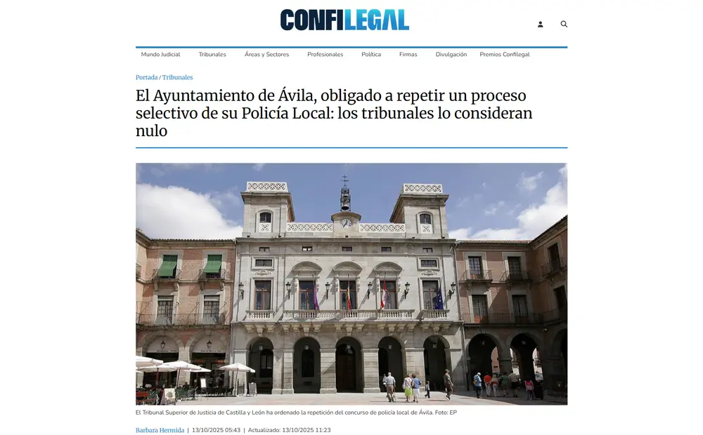 Avila debe repetir proceso nulo para su Policía Local - [confilegal.com]