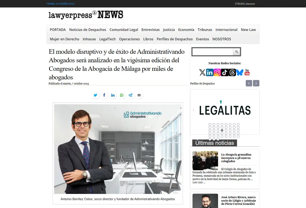El modelo disruptivo y de éxito de Administrativando Abogados será _ - [www.lawyerpress.com]