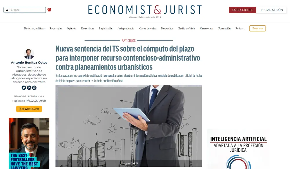 Nueva sentencia del TS sobre el cómputo del plazo para interponer r_ - [www.economistjurist.es]