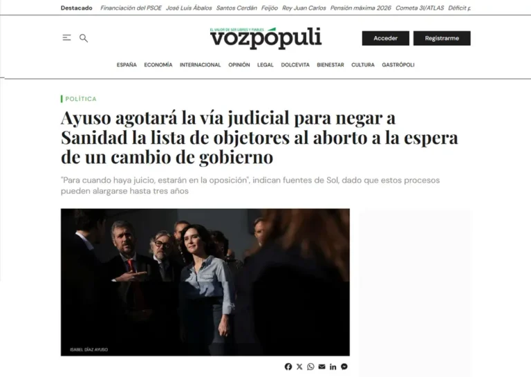 Ayuso agotará la vía judicial para negar a Sanidad la lista de obje_ - [www.vozpopuli.com]