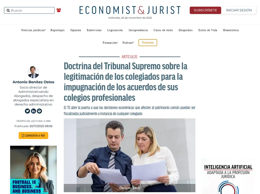 Doctrina del Tribunal Supremo sobre la legitimación de los colegiad_ - [www.economistjurist.es]