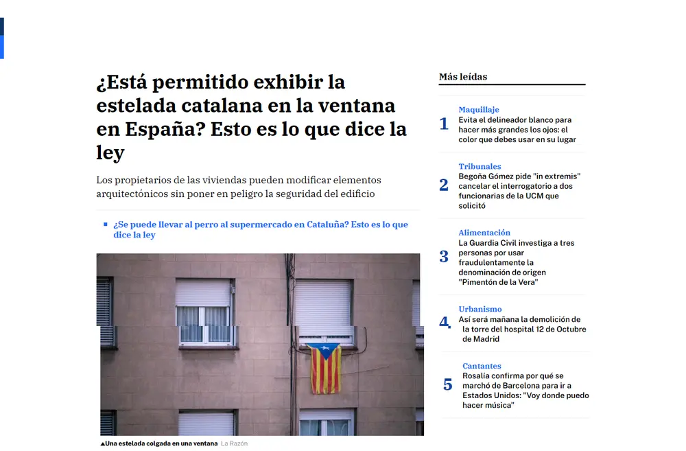 ¿Está permitido exhibir la estelada catalana en la ventana en Españ_ - [www.larazon.es]