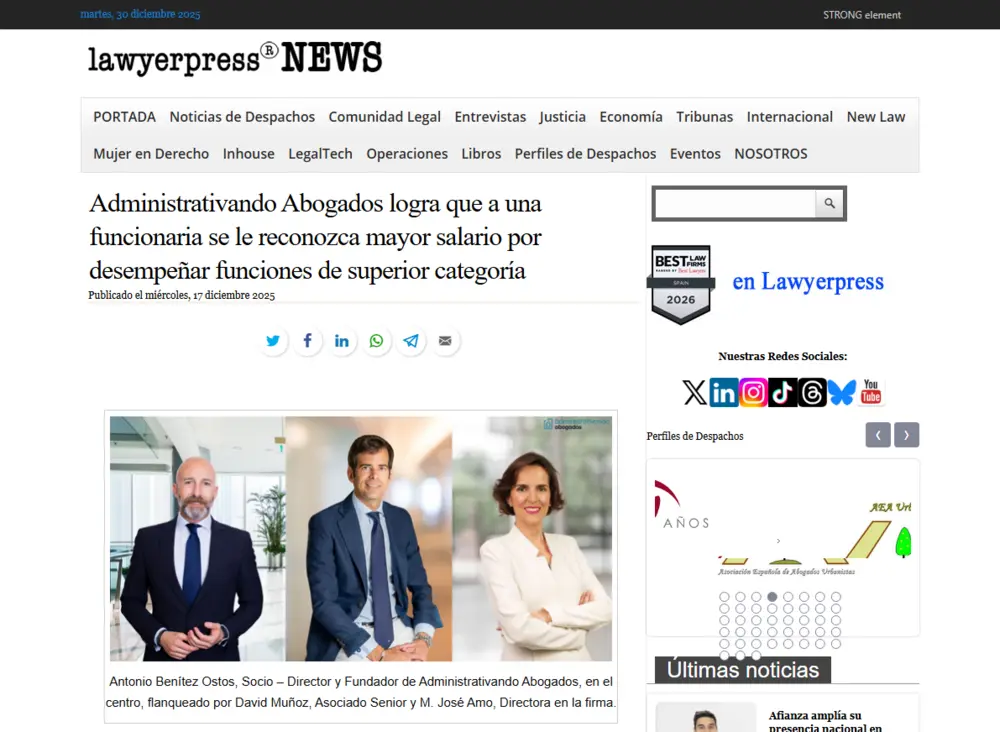 Administrativando Abogados logra que a una funcionaria se le recono_ - [www.lawyerpress.com]