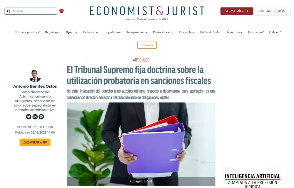 El Tribunal Supremo fija doctrina sobre la utilización probatoria e_ - [www.economistjurist.es]