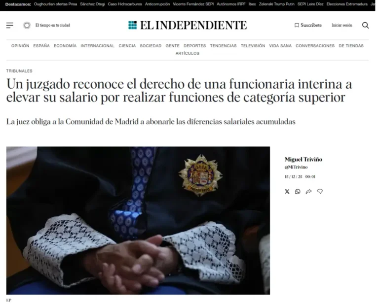 Un juzgado reconoce el derecho de una funcionaria interina a elevar_ - [www.elindependiente.com]