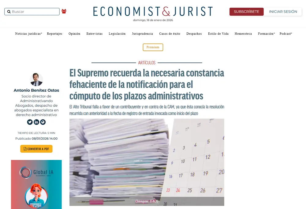El Supremo recuerda la necesaria constancia fehaciente de la notifi_ - [www.economistjurist.es]