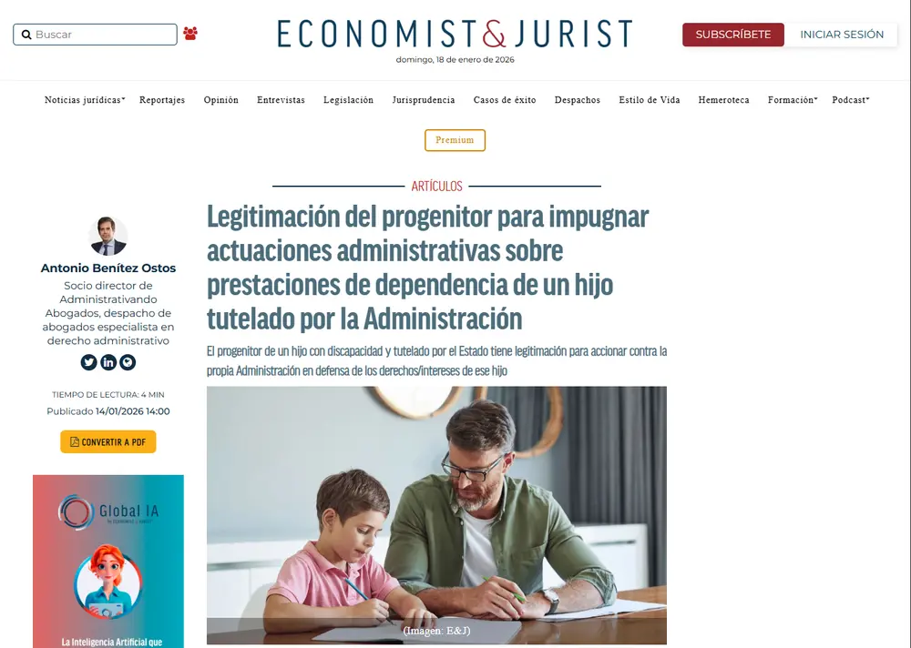 Legitimación del progenitor para impugnar actuaciones administrativ_ - [www.economistjurist.es]