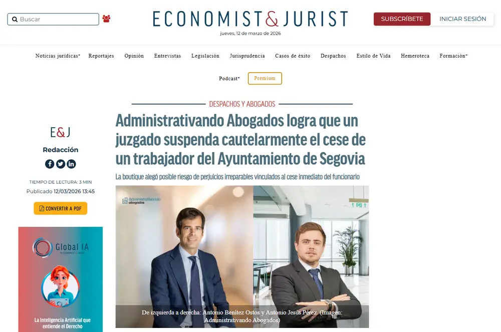 Administrativando Abogados logra que un juzgado suspenda cautelarme_ - [www.economistjurist.es]