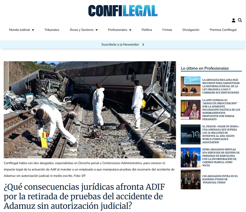 Qué consecuencias jurídicas afronta ADIF por la retirada de prueba_ - [confilegal.com]