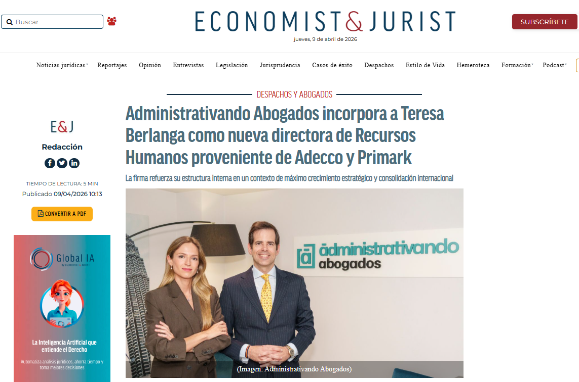 Administrativando Abogados incorpora a Teresa Berlanga como nueva directora de Recursos Humanos proveniente de Adecco y Primark