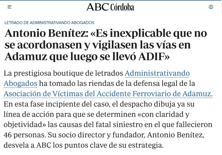 Antonio Benítez Es inexplicable que no se acordonasen y vigilasen las vías en Adamuz que luego se llevó ADIF - abc.es