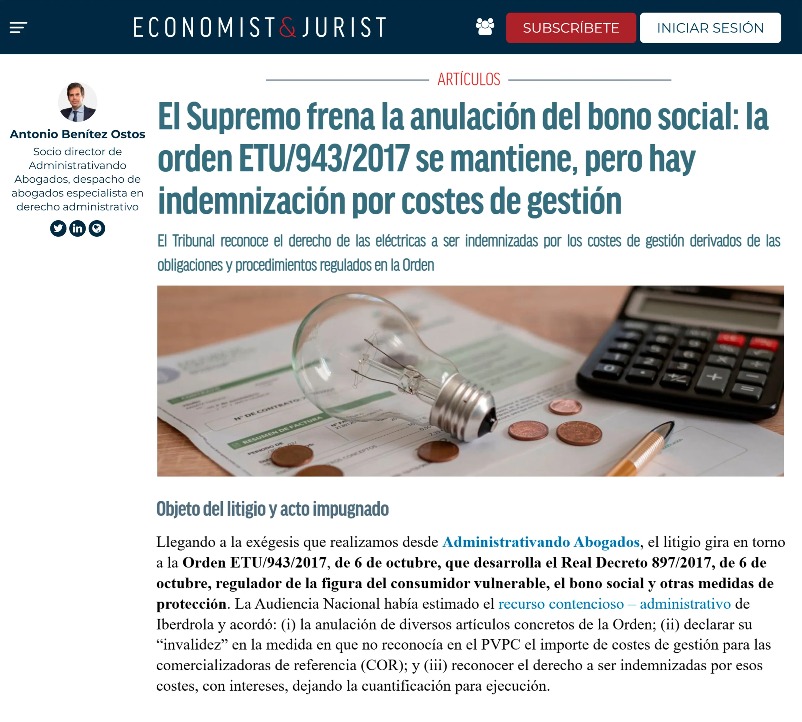 El Supremo frena la anulación del bono social
