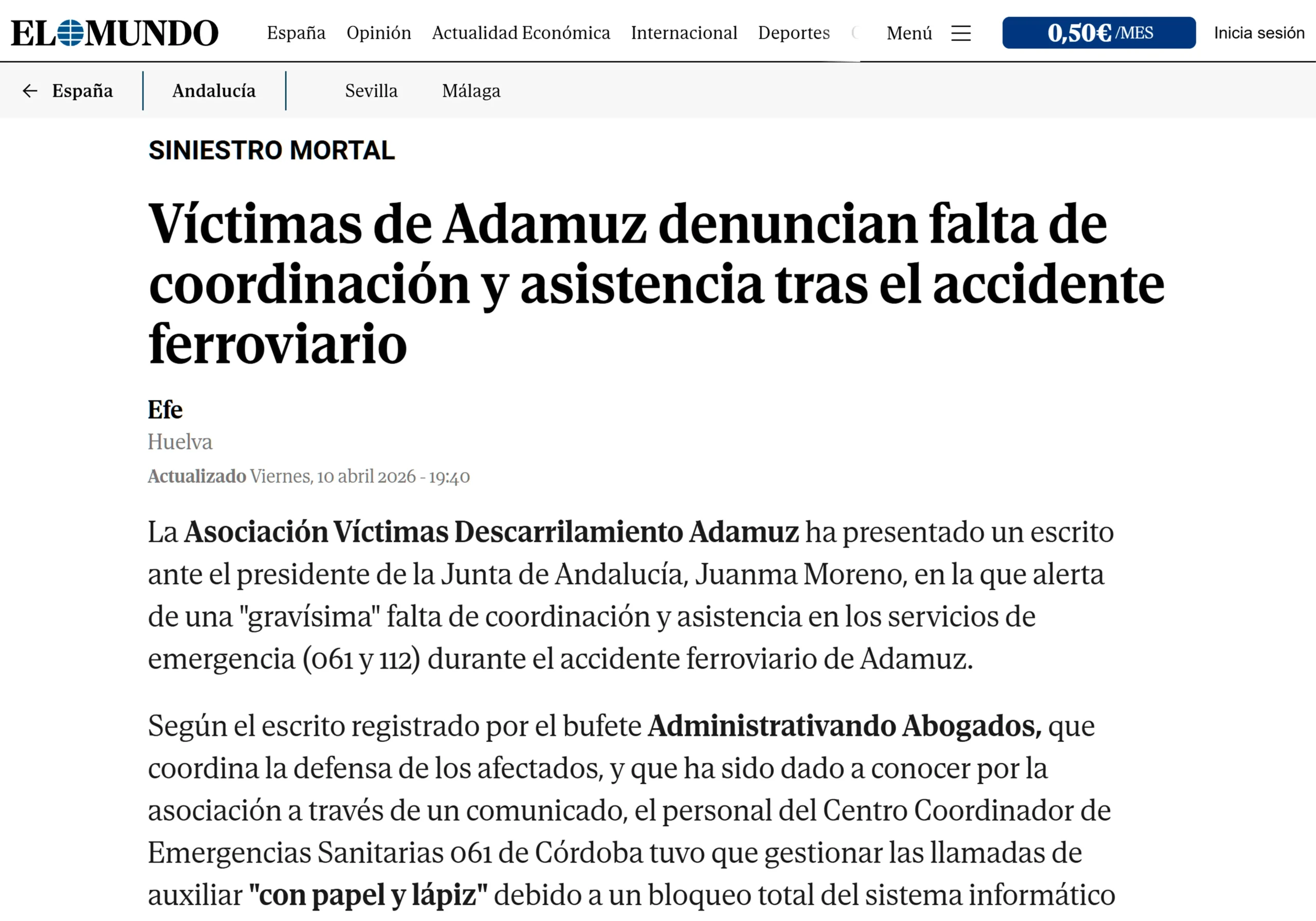 Víctimas de Adamuz denuncian falta de coordinación y asistencia tras el accidente ferroviario - El mundo