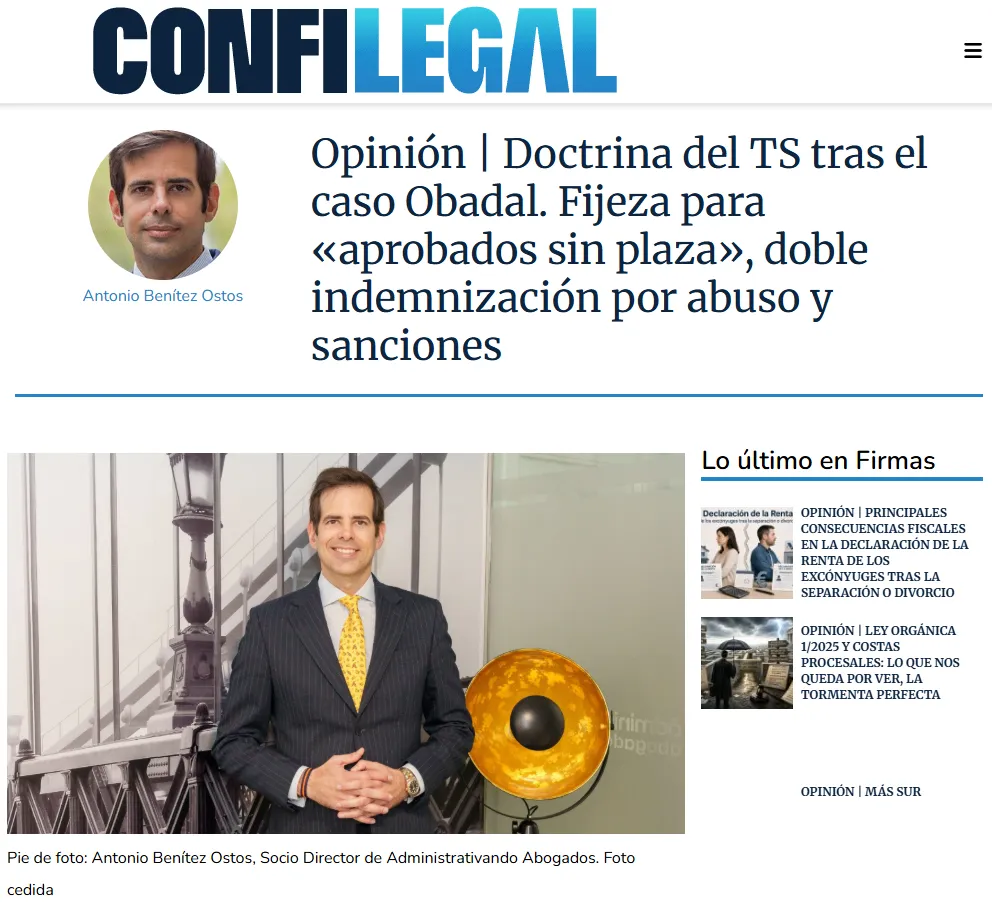Doctrina del TS tras el caso Obadal. Fijeza para «aprobados sin plaza», doble indemnización por abuso y sanciones
