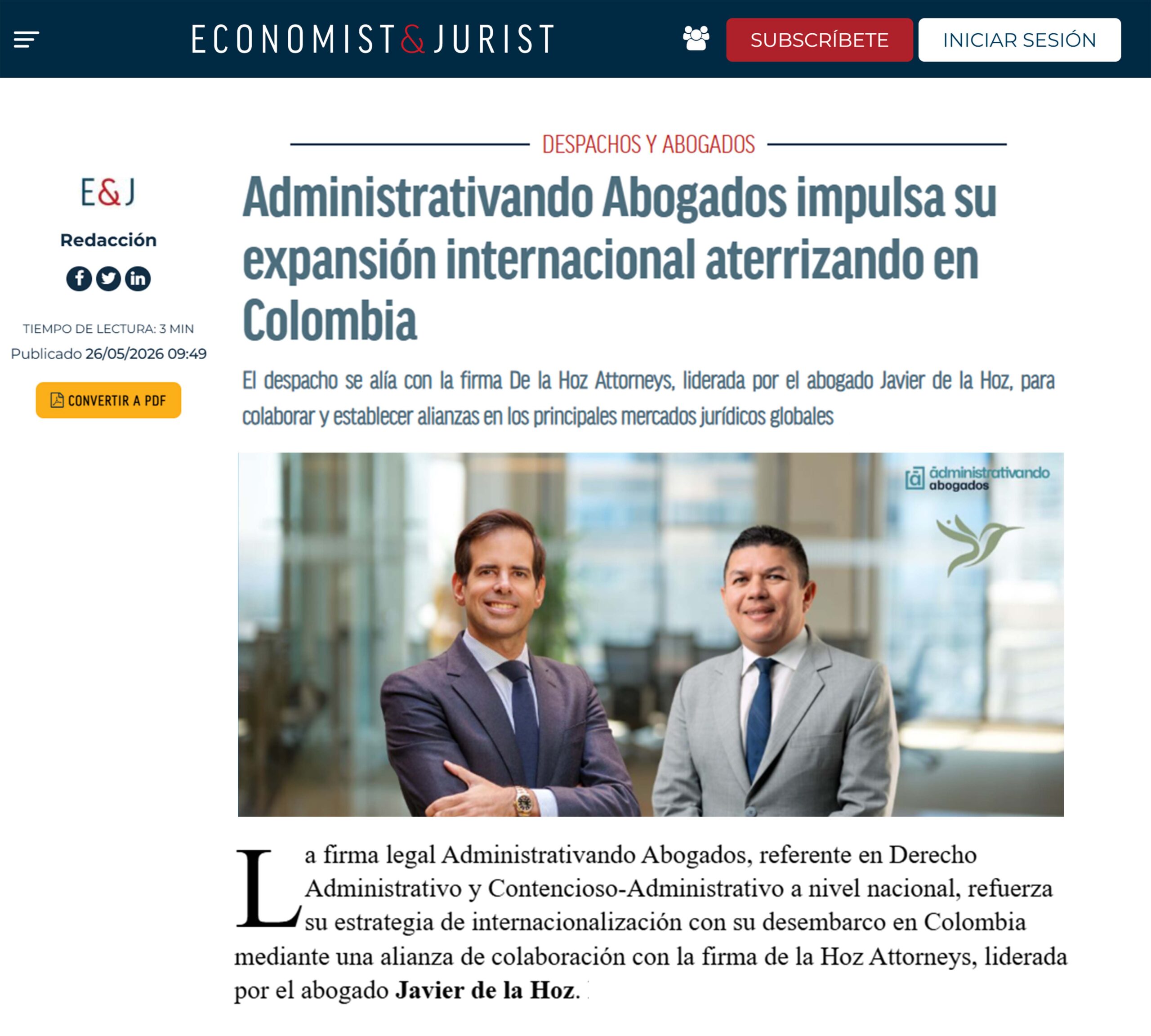 administrativando abogados expansion internacional colombia
