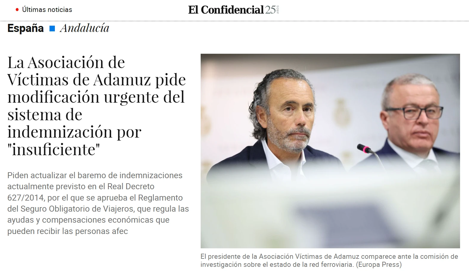 asociacion victimas adamuz pide modificacion urgente sistema indemnizacion insuficiente