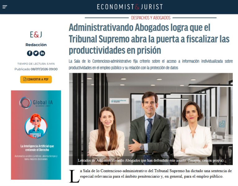 Administrativando Abogados logra que el Supremo marque un antes y un después en la transparencia retributiva de los funcionarios en España