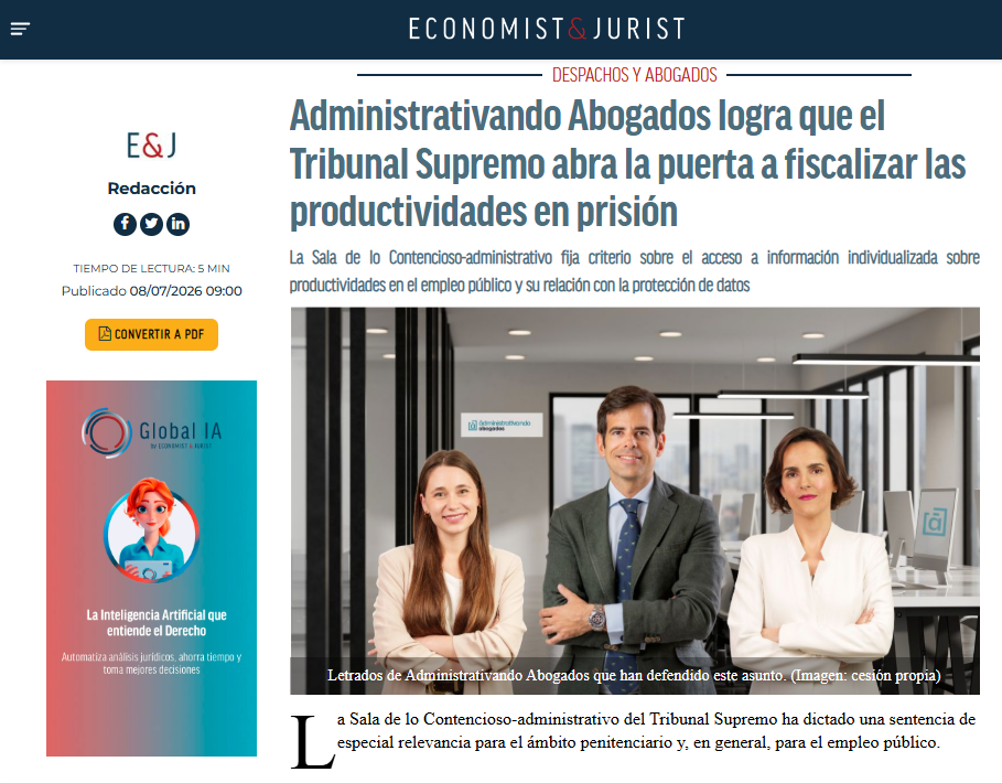 Administrativando Abogados logra que el Supremo marque un antes y un después en la transparencia retributiva de los funcionarios en España