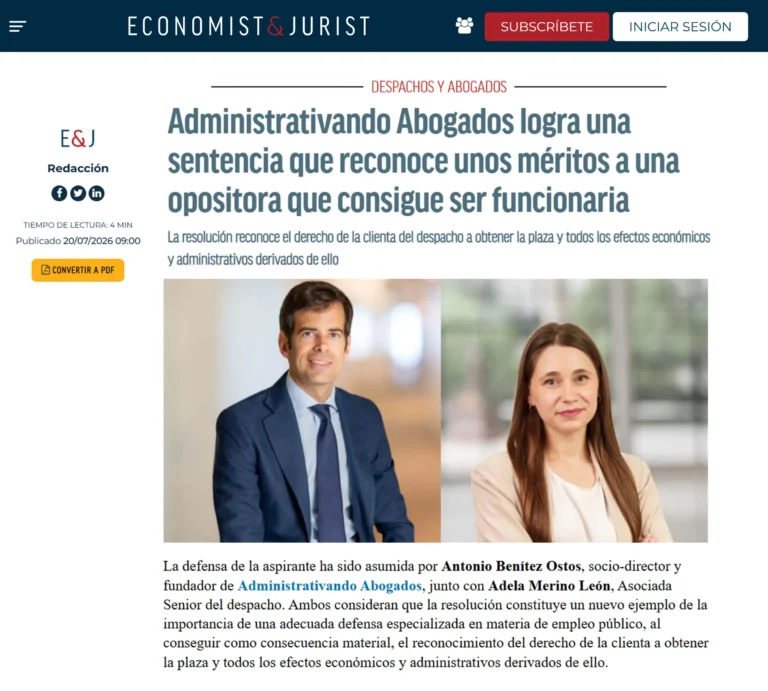 Administrativando Abogados logra sentencia que reconoce méritos a opositora que logra ser funcionaria
