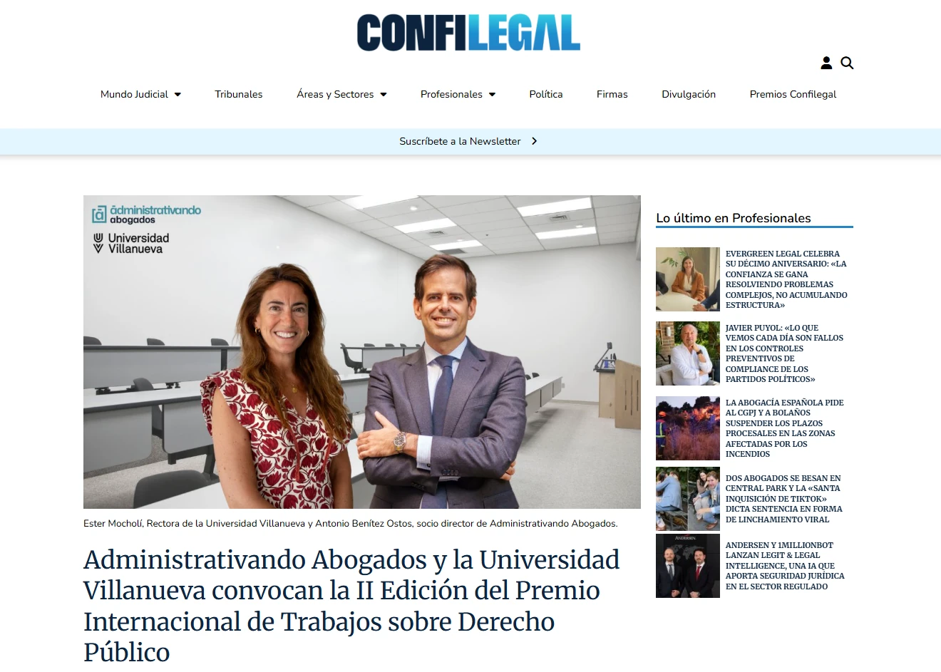 Administrativando Abogados y la Universidad Villanueva convocan la II Edición del Premio Internacional de Trabajos