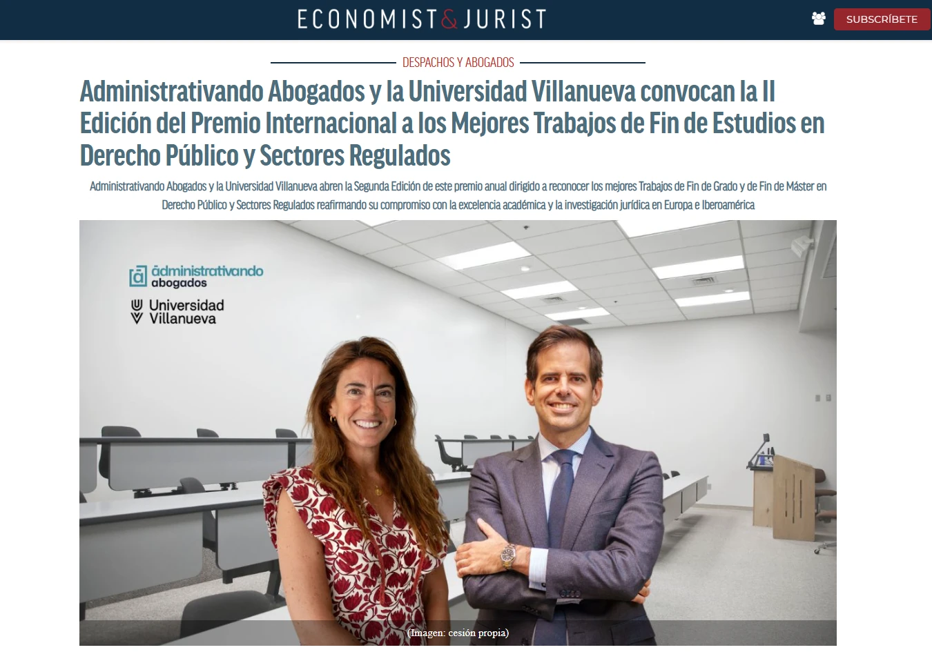 Administrativando Abogados y la Universidad Villanueva convocan la II Edición del Premio Internacional
