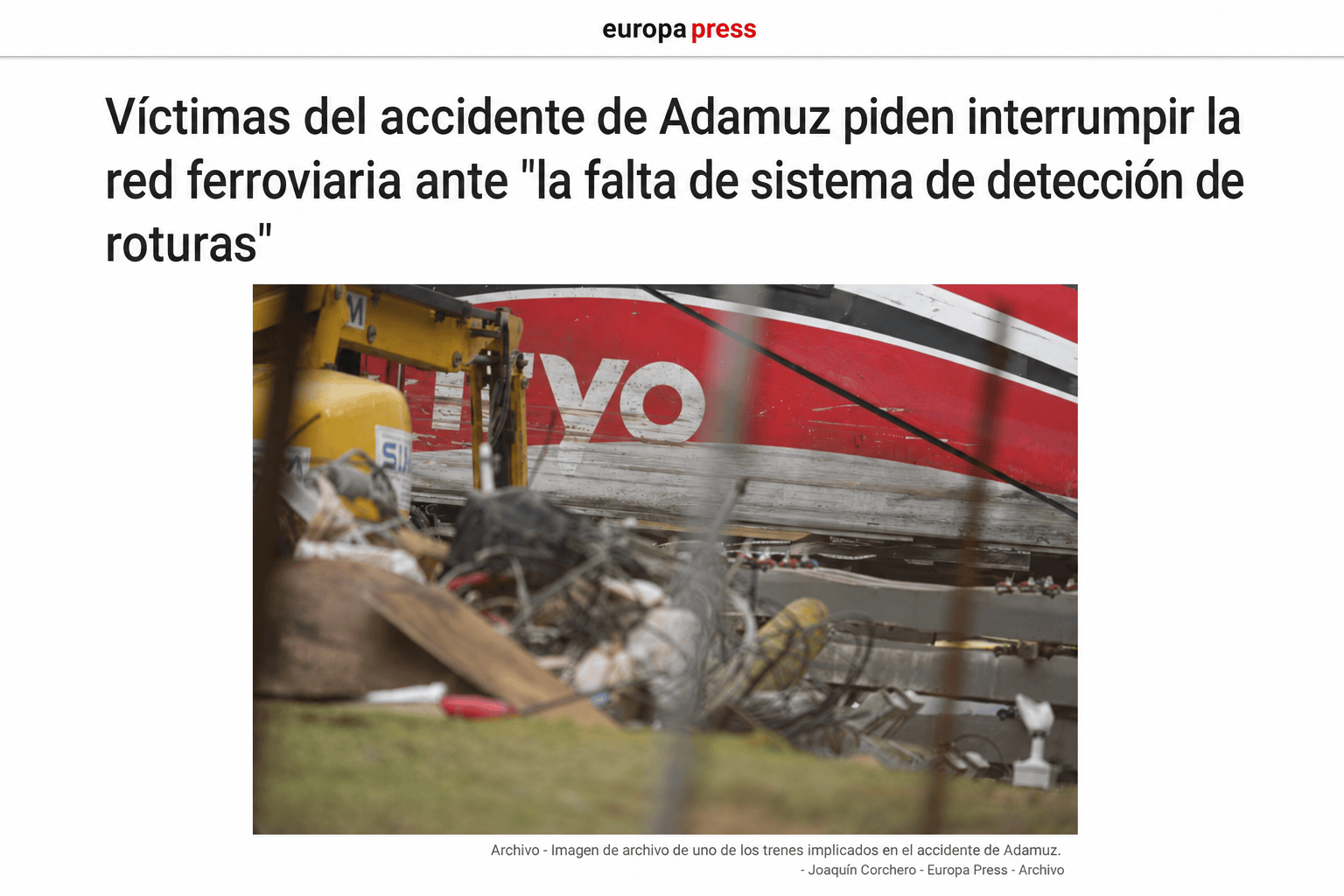 Víctimas del accidente de Adamuz piden interrumpir la red ferroviaria ante la falta de sistema de detección de roturas (1)
