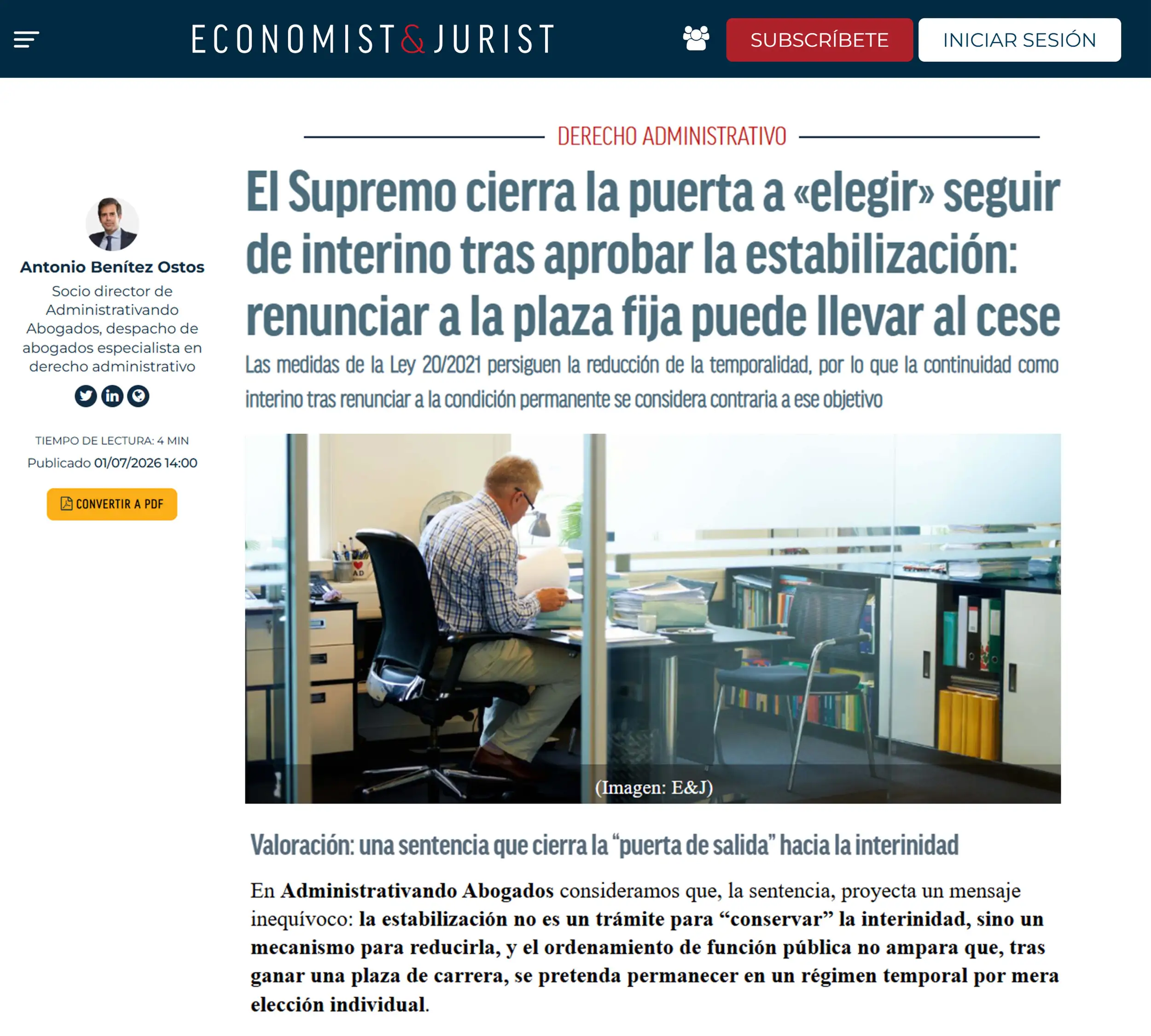 supremo cierra puerta elegir seguir interino tras aprobar estabilizacion