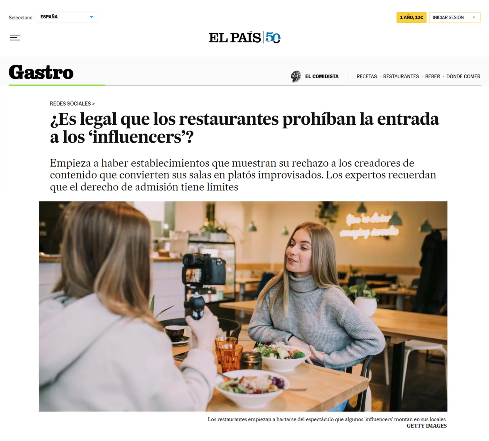 Es legal que los restaurantes prohíban la entrada a los ‘influencers’