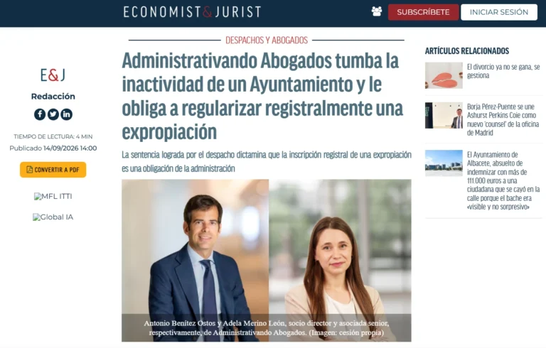 Administrativando Abogados tumba la inactividad de un Ayuntamiento y le obliga a regularizar registralmente una expropiación